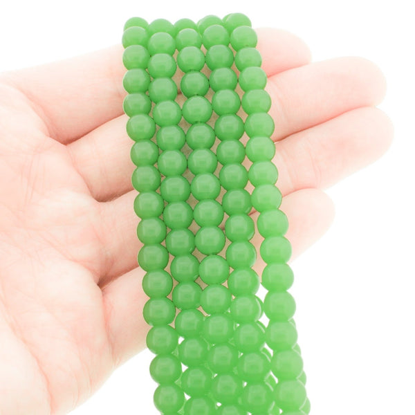 Perles Imitation Jade Rondes 6mm - Vert Citron - 1 Rang 67 Perles - BD1556