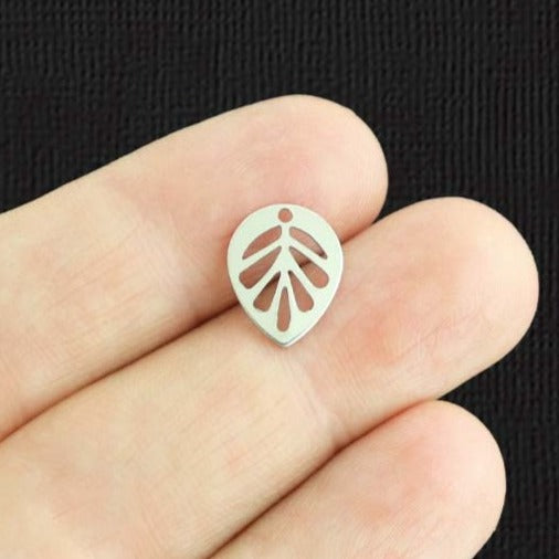 12 Leaf Stainless Steel Charms 2 Sided - SSP496