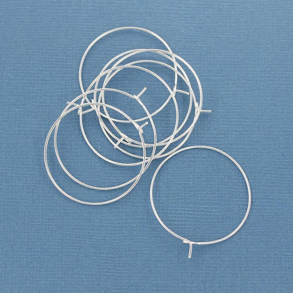 Silver Tone Earring Wires - Wine Charms Hoops - 30mm - 100 Pieces 50 Pairs - Z482