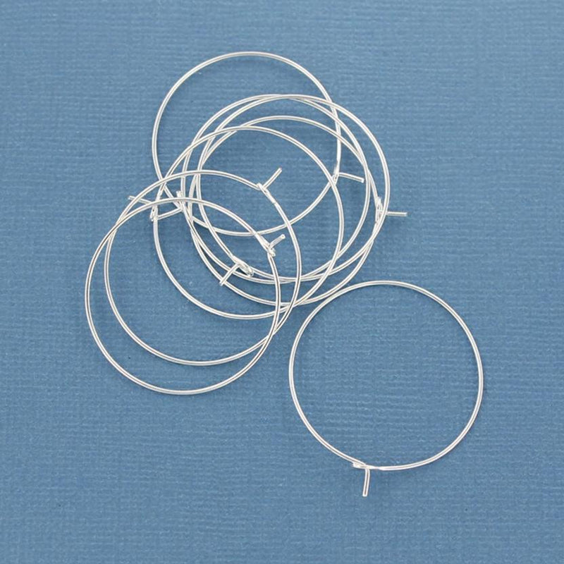 Silver Tone Earring Wires - Wine Charms Hoops - 30mm - 100 Pieces 50 Pairs - Z482