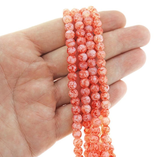 Perles de Verre Rondes 6mm - Sunset Crinkle - 1 Rang 145 Perles - BD2344