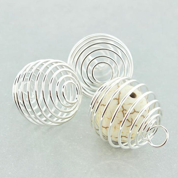 Silver Tone Bead Cages - 17mm x 14mm - 40 Pieces - FD811