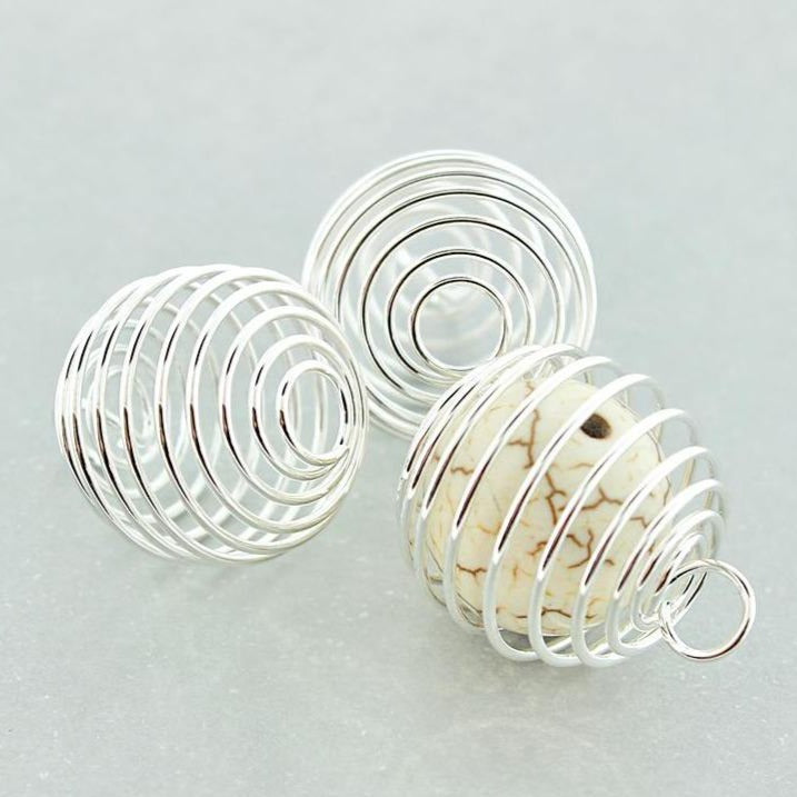 Cages à perles argentées - 17 mm x 14 mm - 40 pièces - FD811