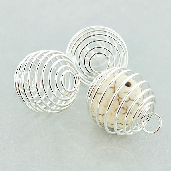 Silver Tone Bead Cages - 17mm x 14mm - 8 Pieces - FD811
