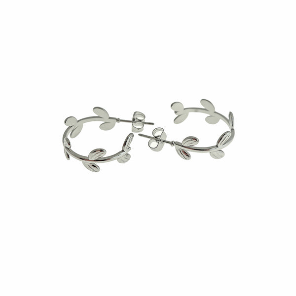 Stainless Steel Earrings - Vine Hoop Studs - 22mm x 8mm - 2 Pieces 1 Pair - ER843