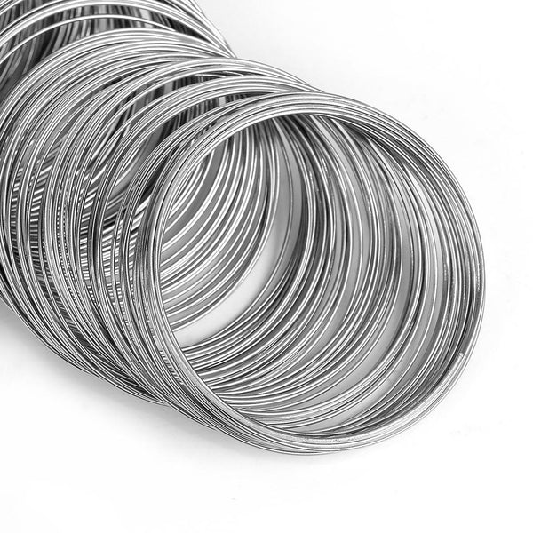 Bulk Silver Tone Memory Wire 45mm ID - 0.6mm - 300 Loops - Z297