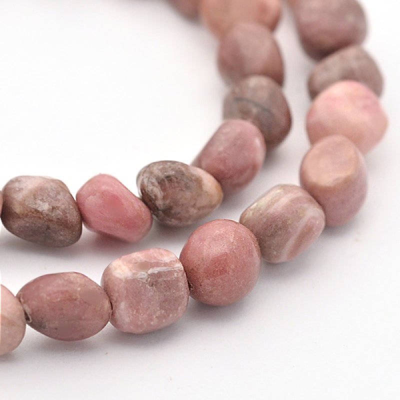 Nugget Natural Rhodonite Beads 6mm - Soft Pinks - 1 Strand 58 Beads - BD877
