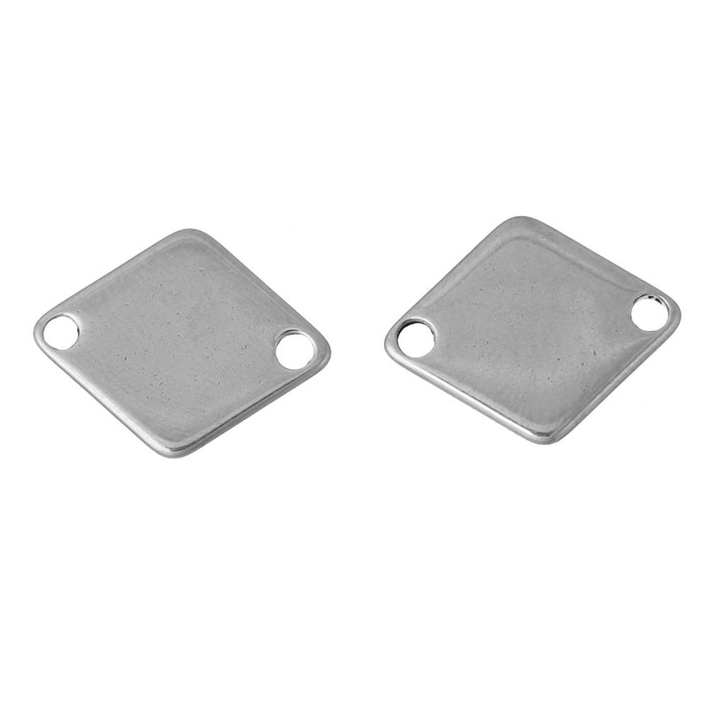 SALE Diamond Stamping Blanks - Stainless Steel - 14mm x 11mm - 5 Tags - MT003