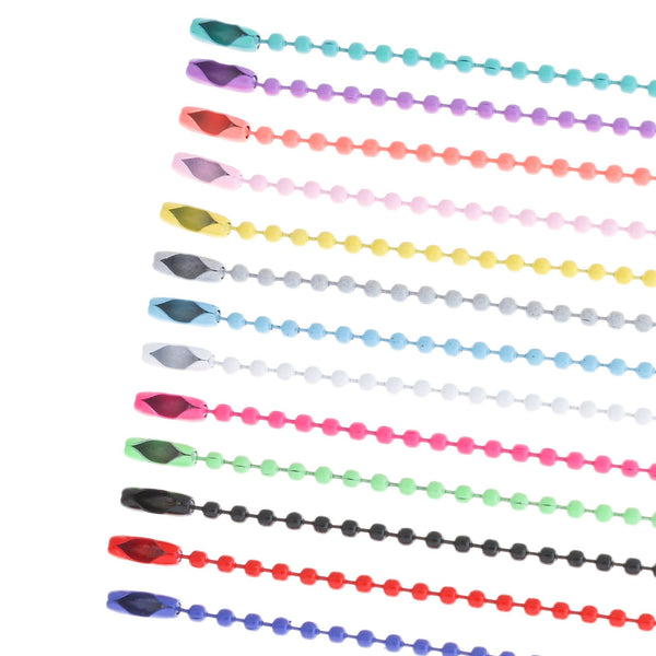 Assortiment de porte-clés en chaîne à boules en émail 120 mm - 2,4 mm - 20 porte-clés - FD186