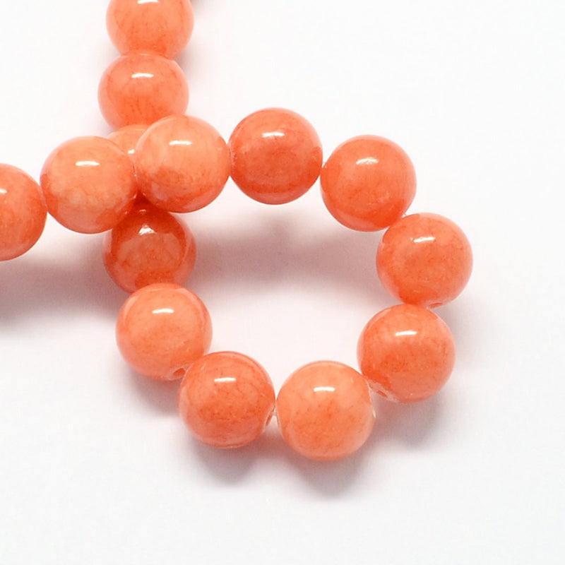 Round Natural Jade Beads 4mm - Coral Pink - 1 Strand 95 Beads - BD962
