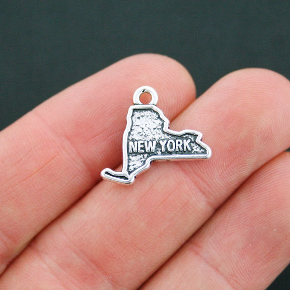 4 New York State Antique Silver Tone Charms 2 Sided - SC5191