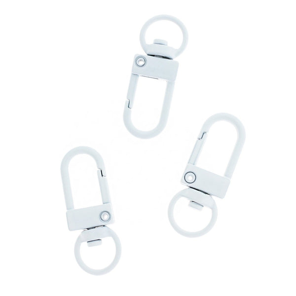 White Enamel Swivel Lobster Clasps 34mm x 12mm - 5 Clasps - FD1015