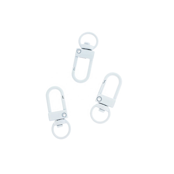 White Enamel Swivel Lobster Clasps 34mm x 12mm - 25 Clasps - FD1015