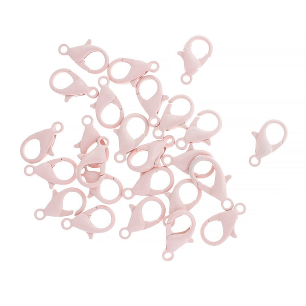 Fermoirs mousqueton émail rose clair 14mm x 8mm - 10 fermoirs - FF288