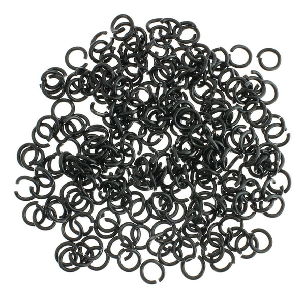 Anneaux noirs en acier inoxydable 6 mm x 1 mm - calibre 18 ouvert - 20 anneaux - SS107