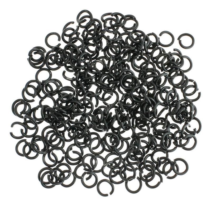 Black Stainless Steel Jump Rings 6mm x 1mm - Open 18 Gauge - 20 Rings - SS107