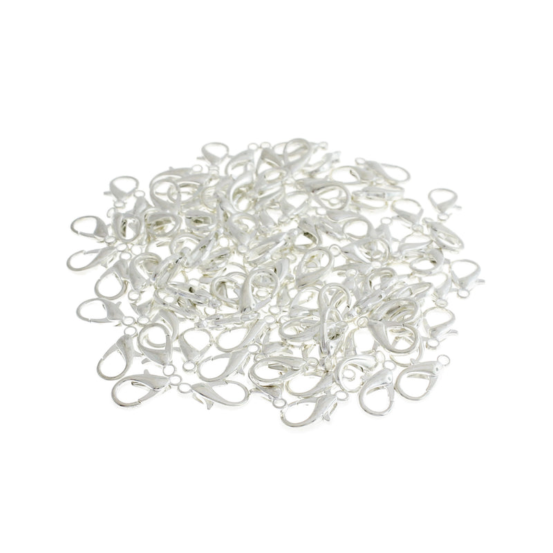Silver Tone Lobster Clasps 16mm x 8mm - 100 Clasps - FF252