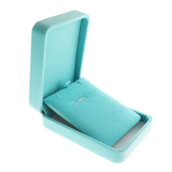 Boîte à Collier en Velours - Bleu - 10cm x 7cm - 1 Pièce - TL226