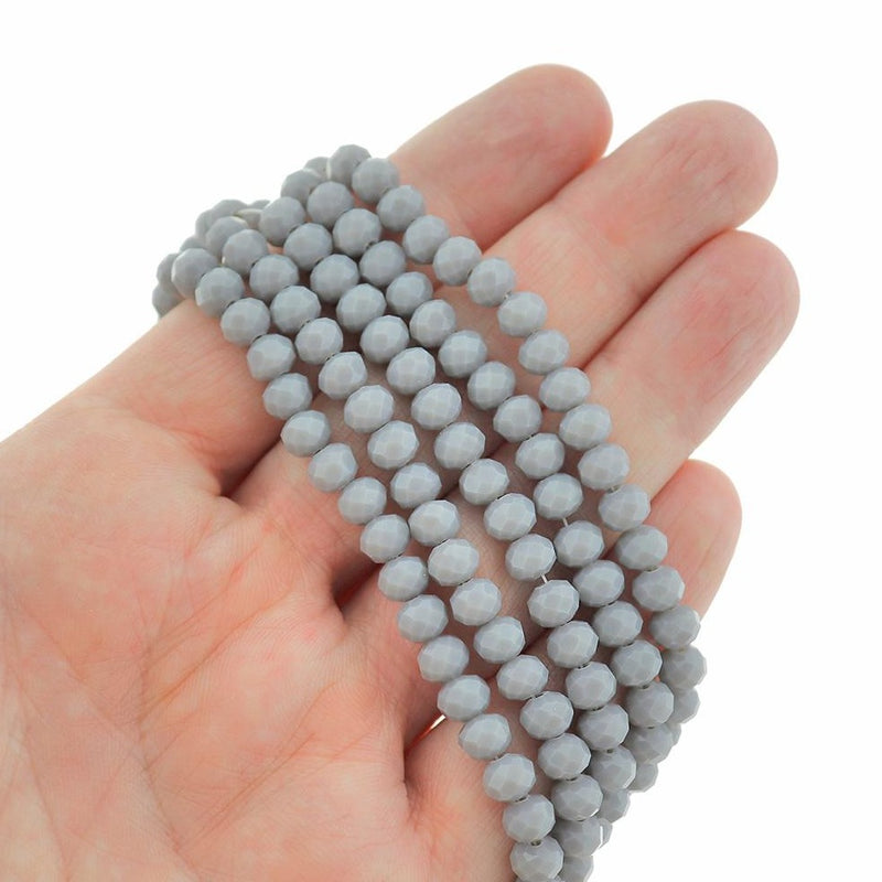 Faceted Glass Beads 6mm - Storm Grey - 1 Strand 93 Beads - BD1940