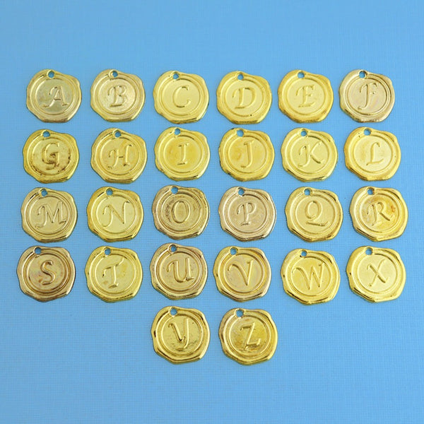 26 Alphabet Letter Gold Tone Charms - 1 Set - ALPHA700