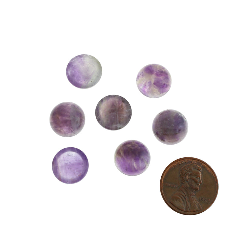 Natural Amethyst Gemstone Cabochon Seals 12mm - 4 Pieces - CBD037