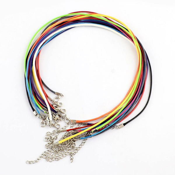 Colliers en cordon de cire de couleurs assorties 18,7" - 2 mm - 10 colliers - N231