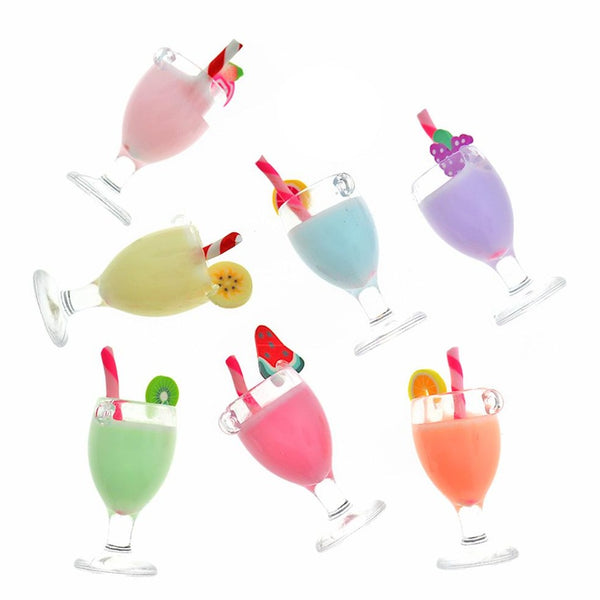 4 breloques en résine de cocktail tropical 3D - K368