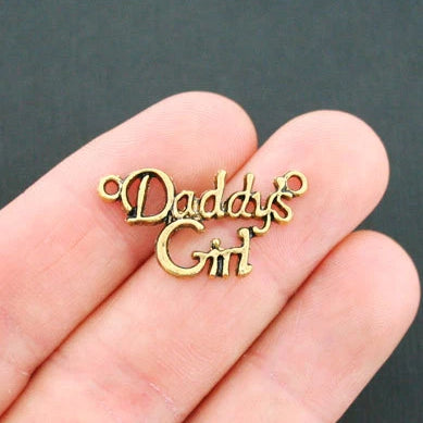 6 Daddy's Girl Connector Antique Gold Tone Charms - GC734