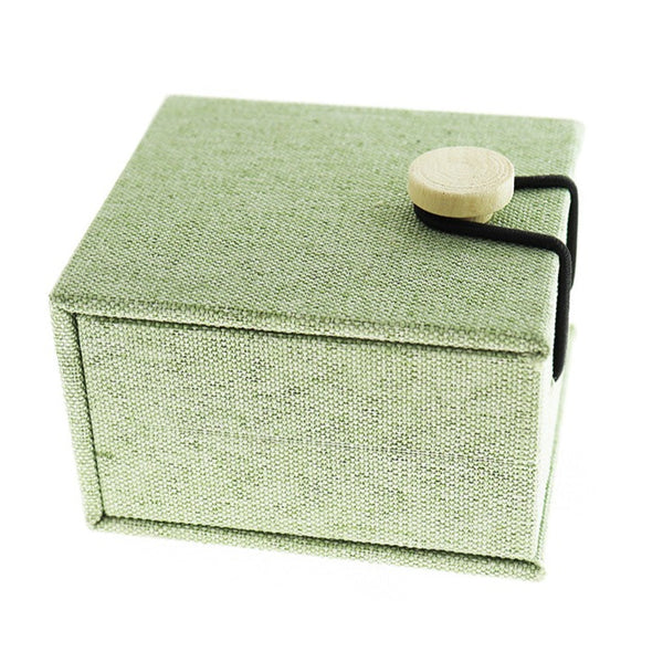 Linen Jewelry Box - Sage Green - 7cm x 6cm - 1 Piece - TL237