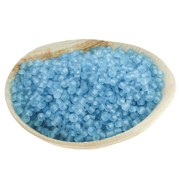 Perles de Verre Rocailles 6/0 4mm - Bleu Ciel Givré - 50g 500 perles - BD1153
