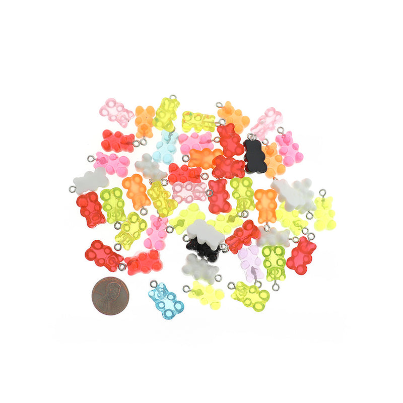 10 Assorted Candy Bear Resin Charms - K204