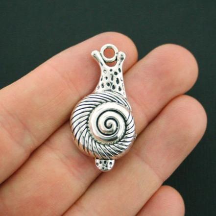 12 Snail Antique Silver Tone Charms  - SC5563