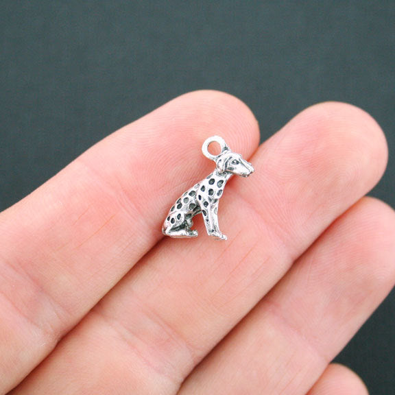 10 Dalmatian Antique Silver Tone Charms 3D - SC4962