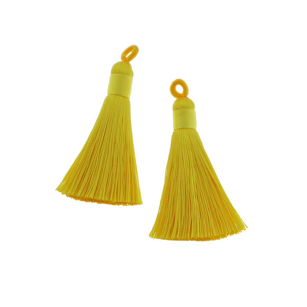 Polyester Tassels with Attached Loop 60mm - Golden Yellow - 2 Pieces - TSP100