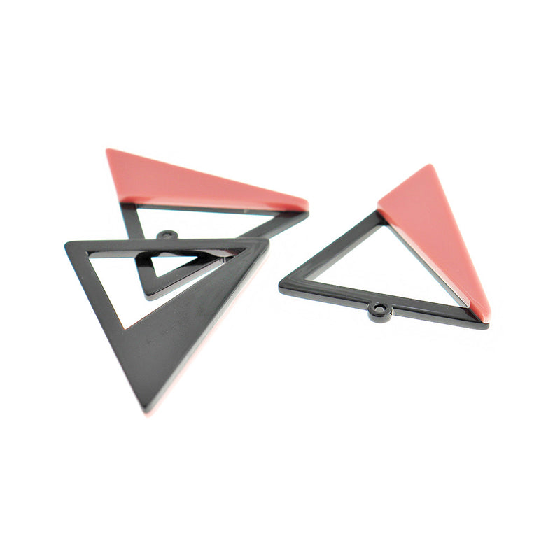 2 Pink Triangle Resin Charms - K580
