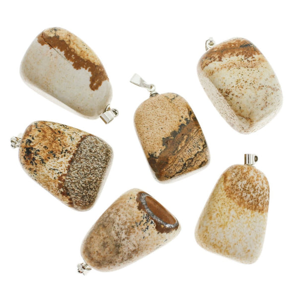 2 pendentifs en pierres précieuses de jaspe naturel 3D - GEM145