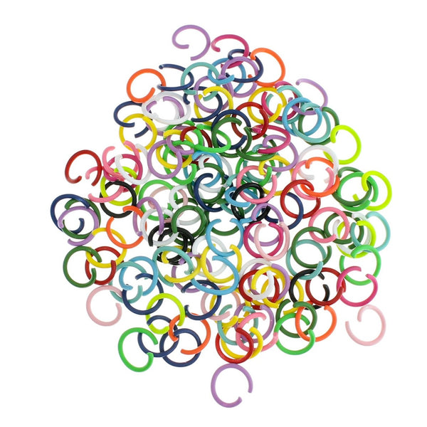 Assorted Rainbow Enamel Plated Jump Rings 10.5mm x 1mm - Open 18 Gauge - 100 Rings - J200