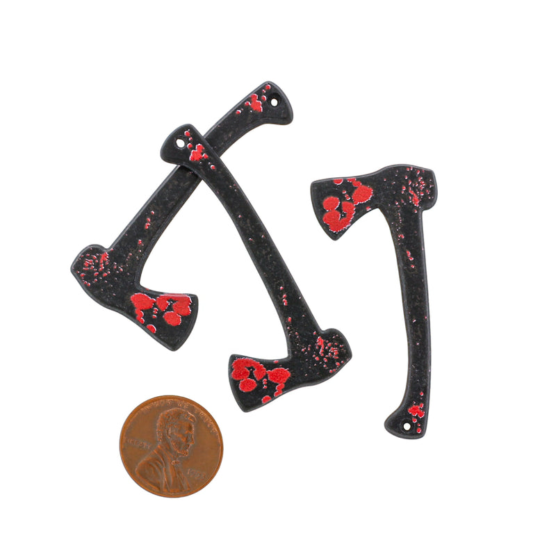 2 Horror Bloody Axe Resin Charms 2 Sided - K627