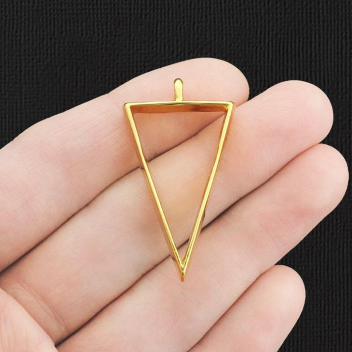 2 Triangle Gold Tone Charms 2 Sided - GC961