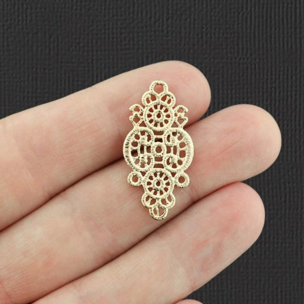 Filigree Connector Gold Tone Charm 2 Sided - GC876
