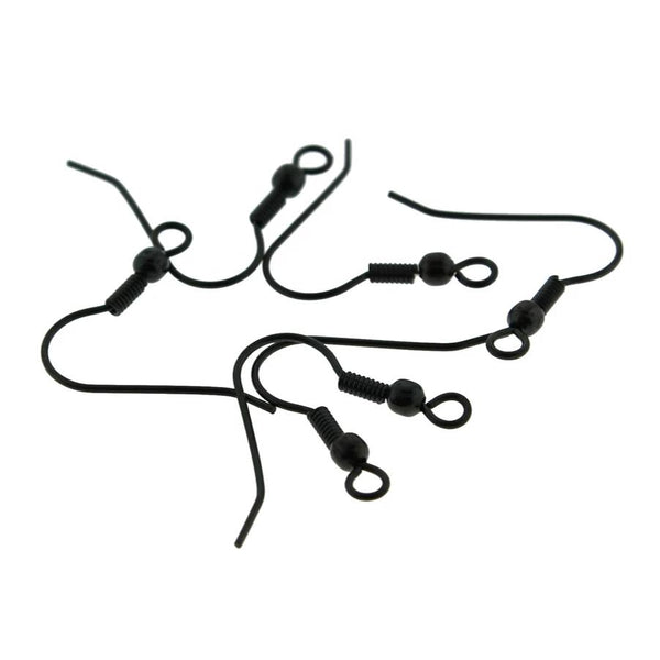 Boucles d'oreilles en acier inoxydable noir Gunmetal - Crochets de style français - 19,5 mm x 22 mm - 10 pièces 5 paires - Z1085