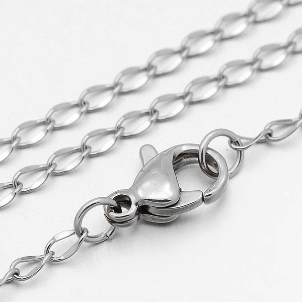 Stainless Steel Curb Chain Necklace 18" - 2.3mm - 10 Necklaces - N116