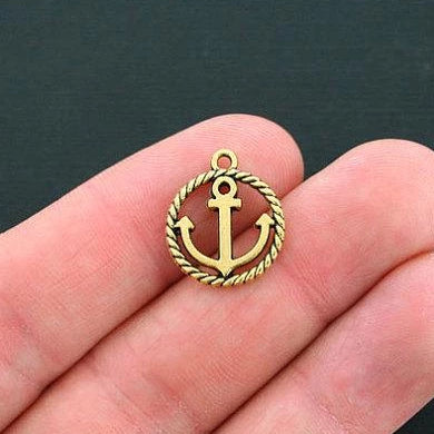 10 Anchor Gold Tone Charms - GC369
