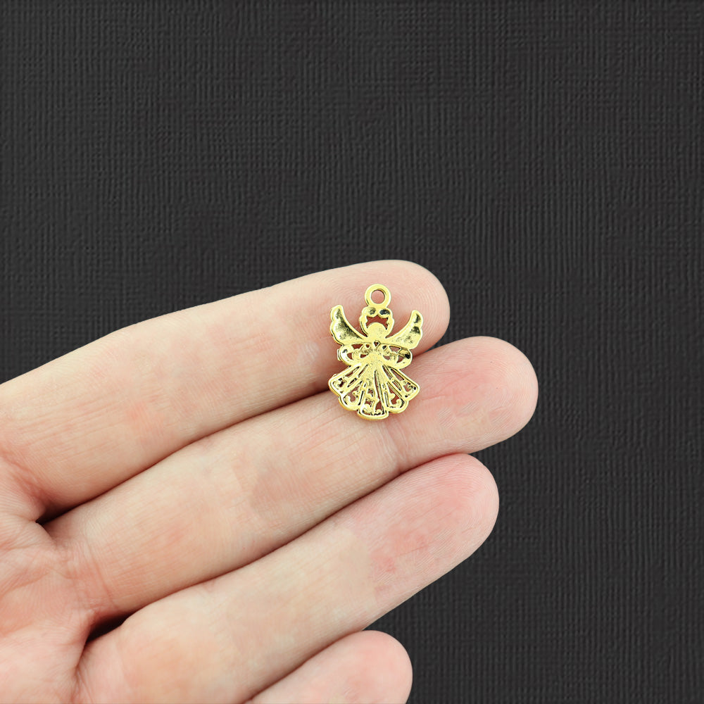 10 Angel Antique Gold Tone Charms - GC612