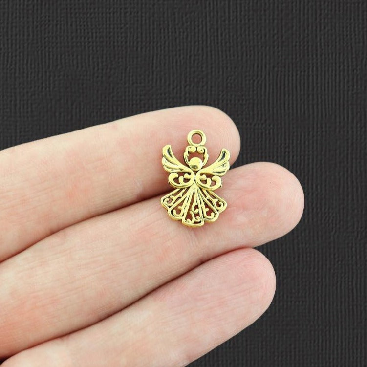 10 Angel Antique Gold Tone Charms - GC612