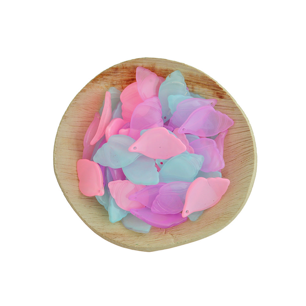 10 Assorted Seashell Glass Charms 2 Sided - Z322