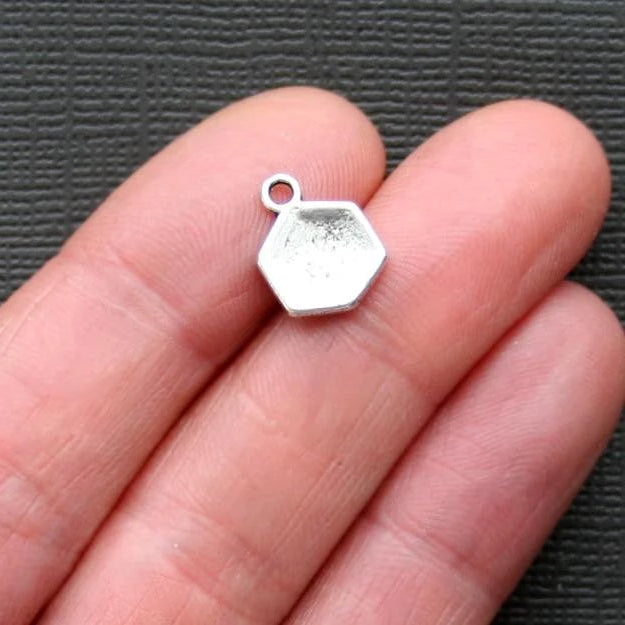 10 Baby Blocks Antique Silver Tone Charms - SC791