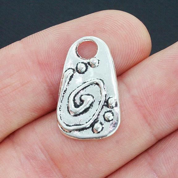 10 Balance Antique Silver Tone Charms 2 Sided - SC3624