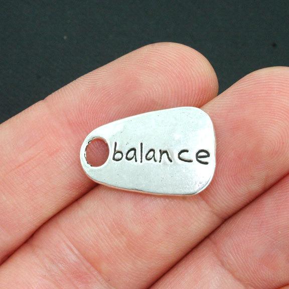10 Balance Antique Silver Tone Charms 2 Sided - SC3624