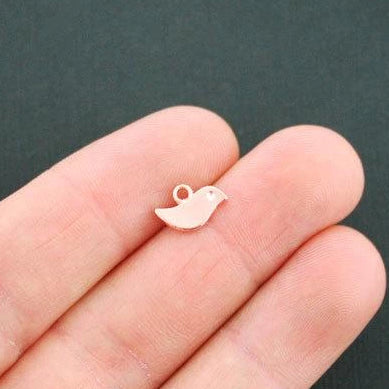 10 Bird Rose Gold Tone Charms 2 Sided - GC021